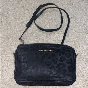 Michael Kors Jet Set Black Cheetah Crossbody Bag